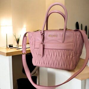 Miu Miu Pink Quilted Tote Bag